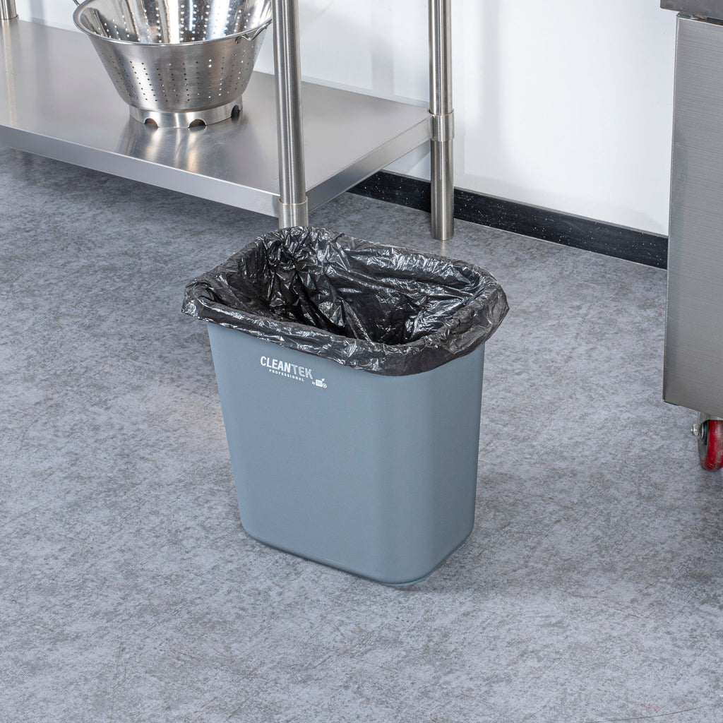 Clean Tek Professional 28 qt / 7 gal Rectangle Gray Wastebasket / Trash Can - 14 1/2" x 10 1/2" x 15 1/4" - 1 count box