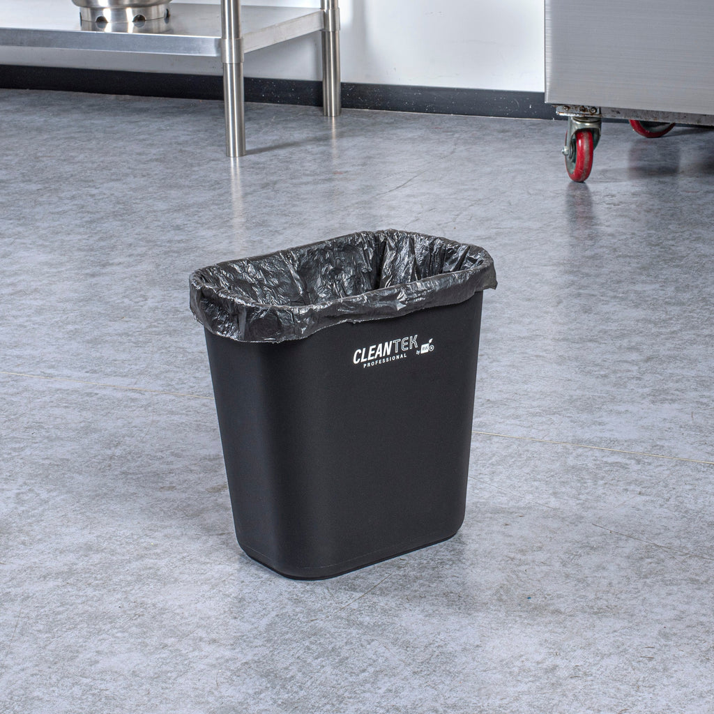Clean Tek Professional 13 qt / 3 gal Rectangle Black Wastebasket / Trash Can - 11 3/4" x 7 3/4" x 12" - 1 count box