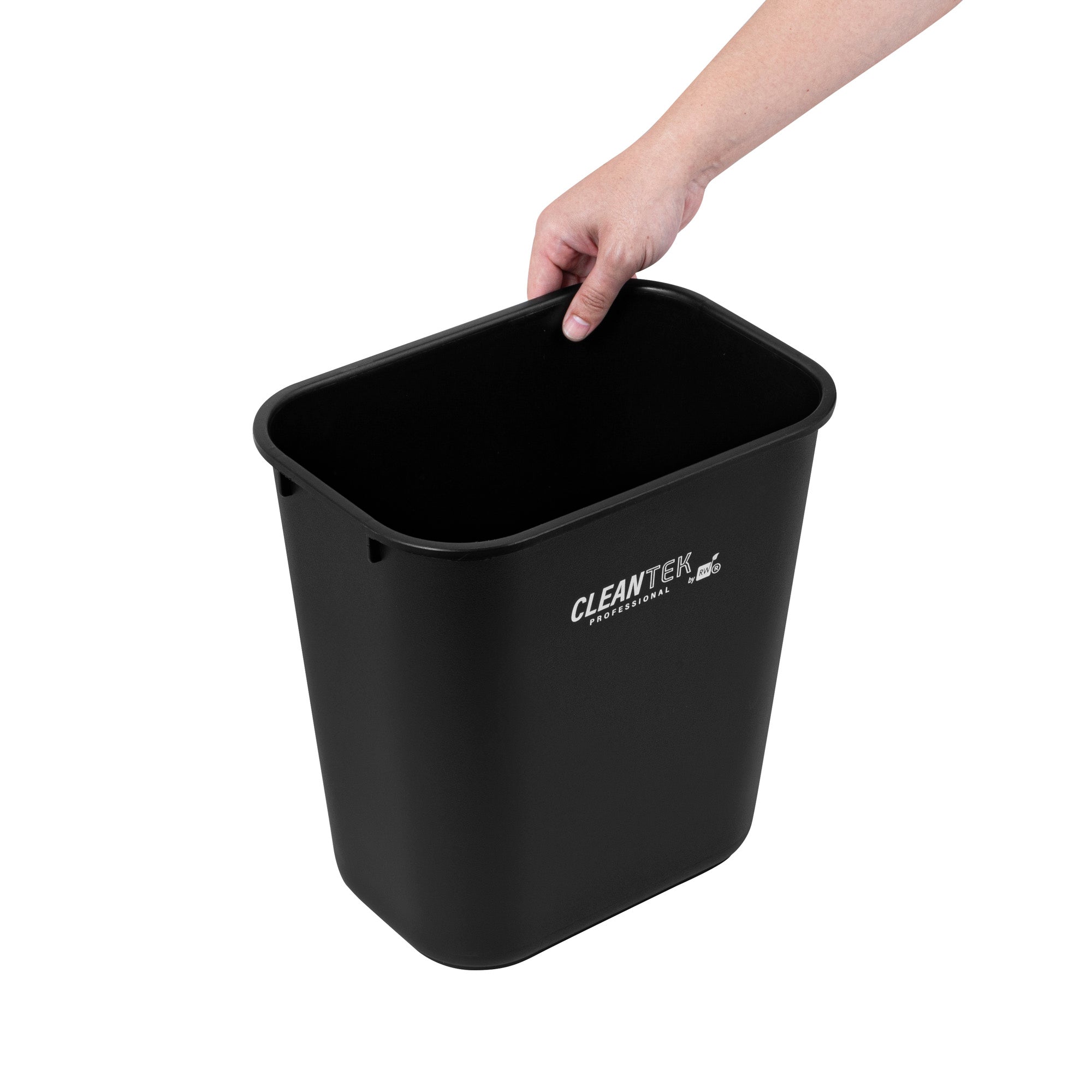 Clean Tek Professional 13 qt / 3 gal Rectangle Black Wastebasket / Trash Can - 11 3/4" x 7 3/4" x 12" - 1 count box