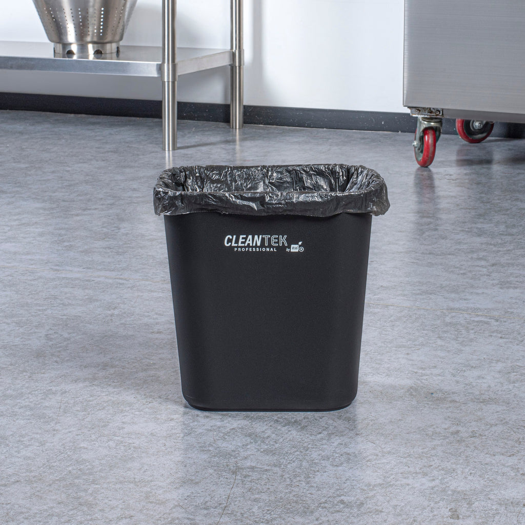 Clean Tek Professional 13 qt / 3 gal Rectangle Black Wastebasket / Trash Can - 11 3/4" x 7 3/4" x 12" - 1 count box