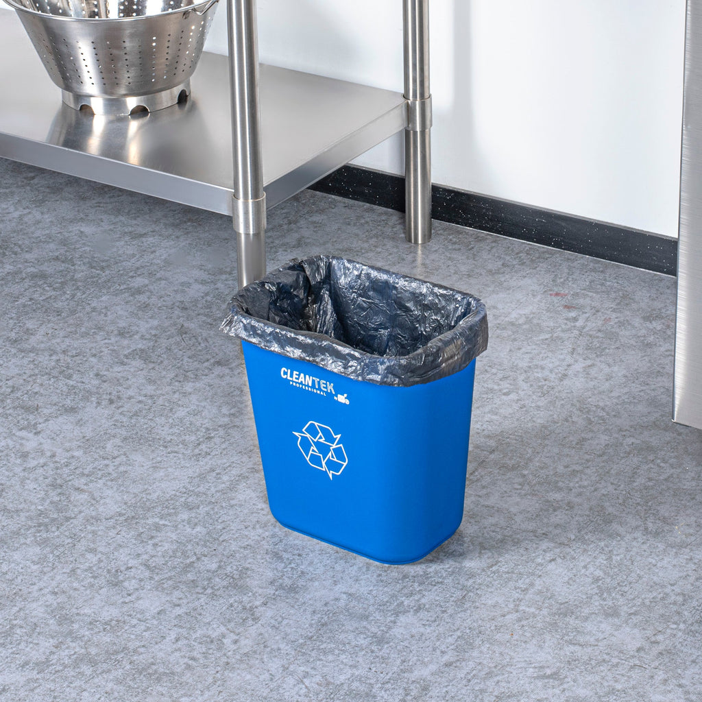 Clean Tek Professional 13 qt / 3 gal Rectangle Blue Recycling Wastebasket / Trash Can - 11 3/4" x 7 3/4" x 12" - 1 count box