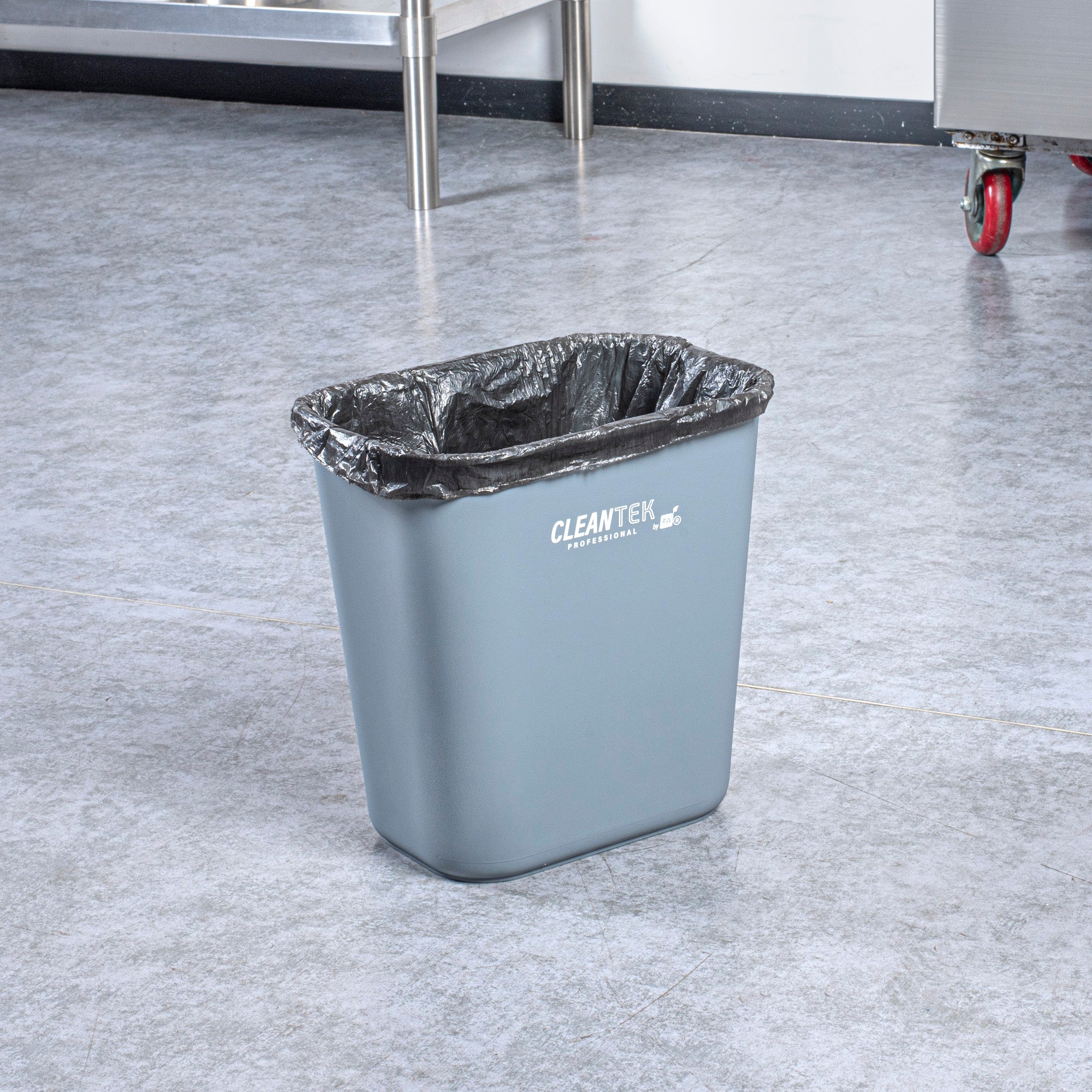 Clean Tek Professional 13 qt / 3 gal Rectangle Gray Wastebasket / Trash Can - 11 3/4" x 7 3/4" x 12" - 1 count box
