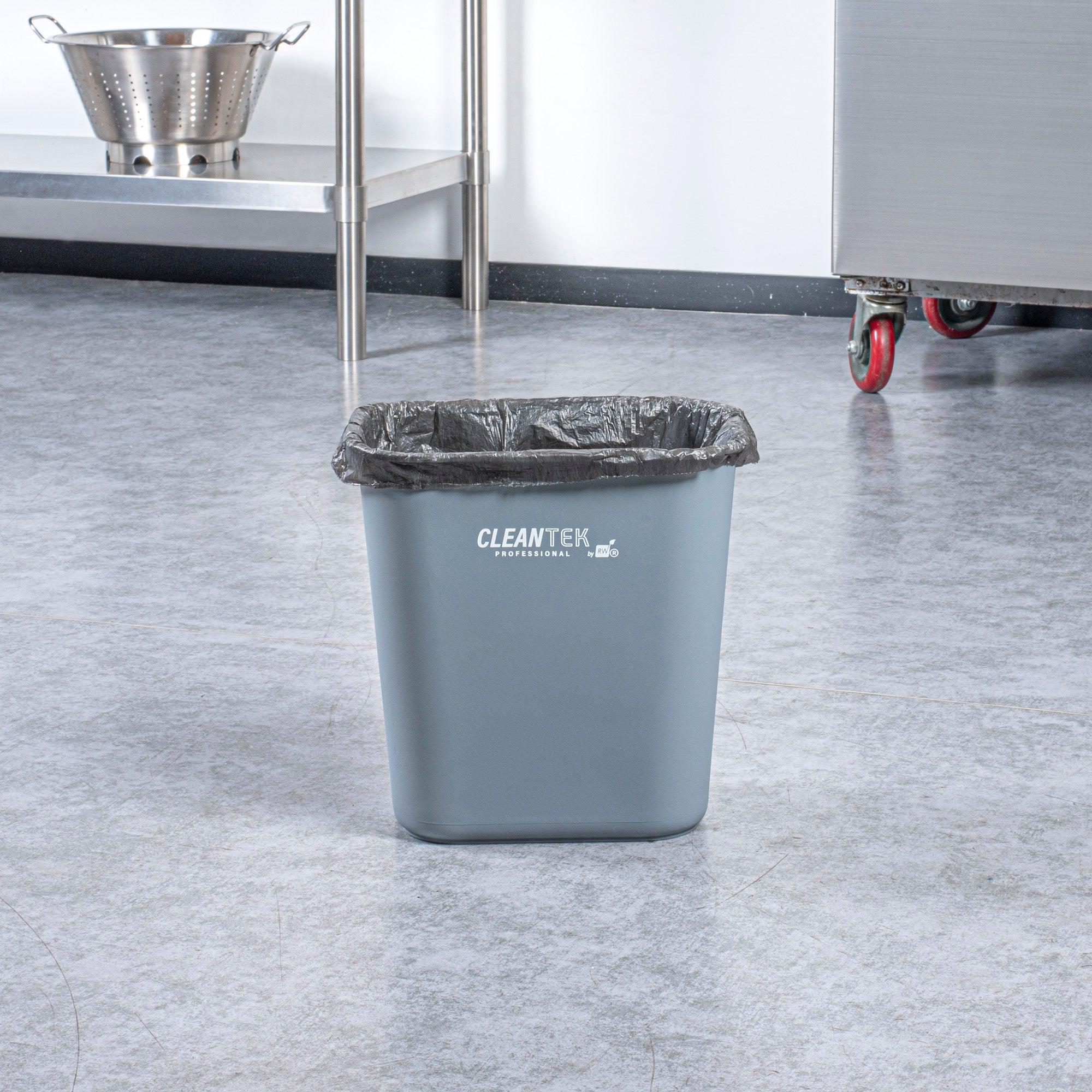 Clean Tek Professional 13 qt / 3 gal Rectangle Gray Wastebasket / Trash Can - 11 3/4" x 7 3/4" x 12" - 1 count box