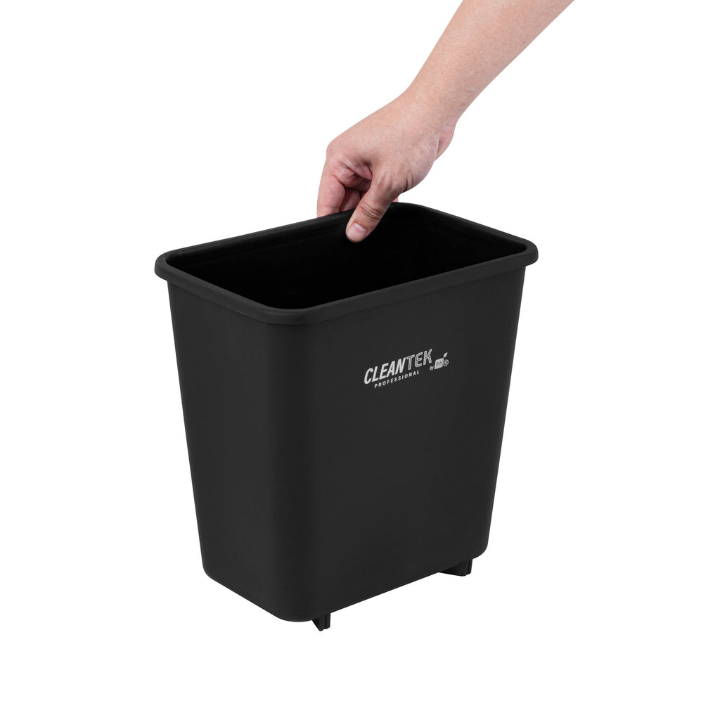 Clean Tek Professional 41 qt / 10 gal Rectangle Black Wastebasket / Trash Can - 15 3/4" x 11 1/4" x 20" - 1 count box