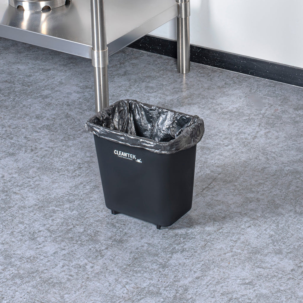 Clean Tek Professional 41 qt / 10 gal Rectangle Black Wastebasket / Trash Can - 15 3/4" x 11 1/4" x 20" - 1 count box