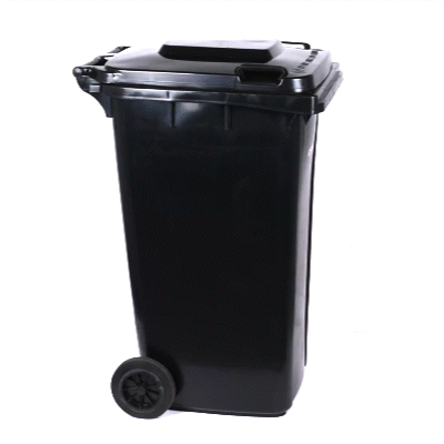Clean Tek Professional 64 gal Rectangle Black Plastic Wheeled Trash Can - with Lid - 28 1/2" x 23" x 43" - 1 count box