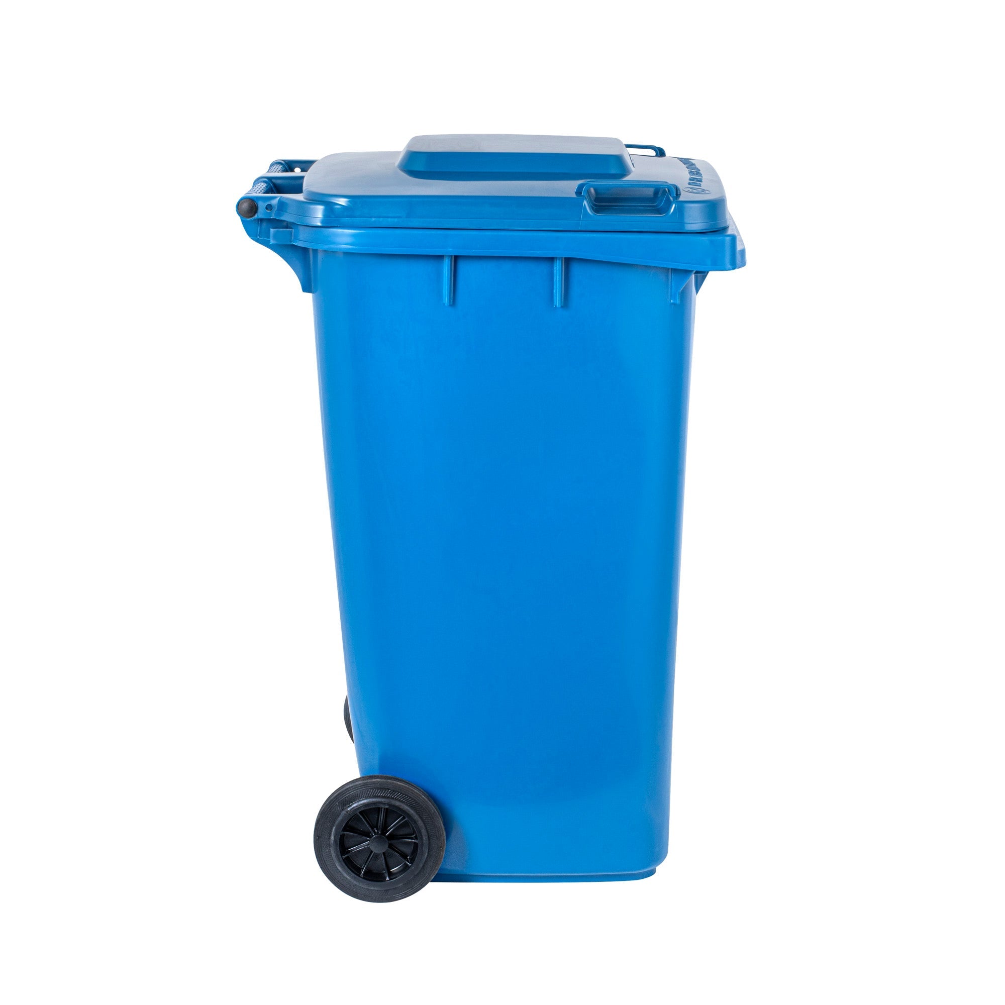 Clean Tek Professional 64 gal Rectangle Blue Plastic Wheeled Trash Can - with Lid - 28 1/2" x 23" x 43" - 1 count box