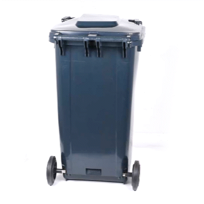 Clean Tek Professional 64 gal Rectangle Gray Plastic Wheeled Trash Can - with Lid - 28 1/2" x 23" x 43" - 1 count box