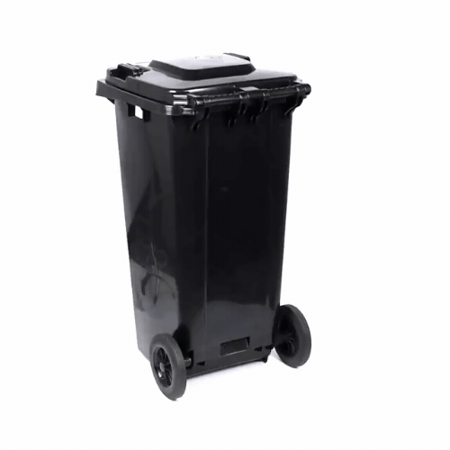 Clean Tek Professional 32 gal Rectangle Black Plastic Wheeled Trash Can - with Lid - 22 1/2" x 19" x 37 1/2" - 1 count box