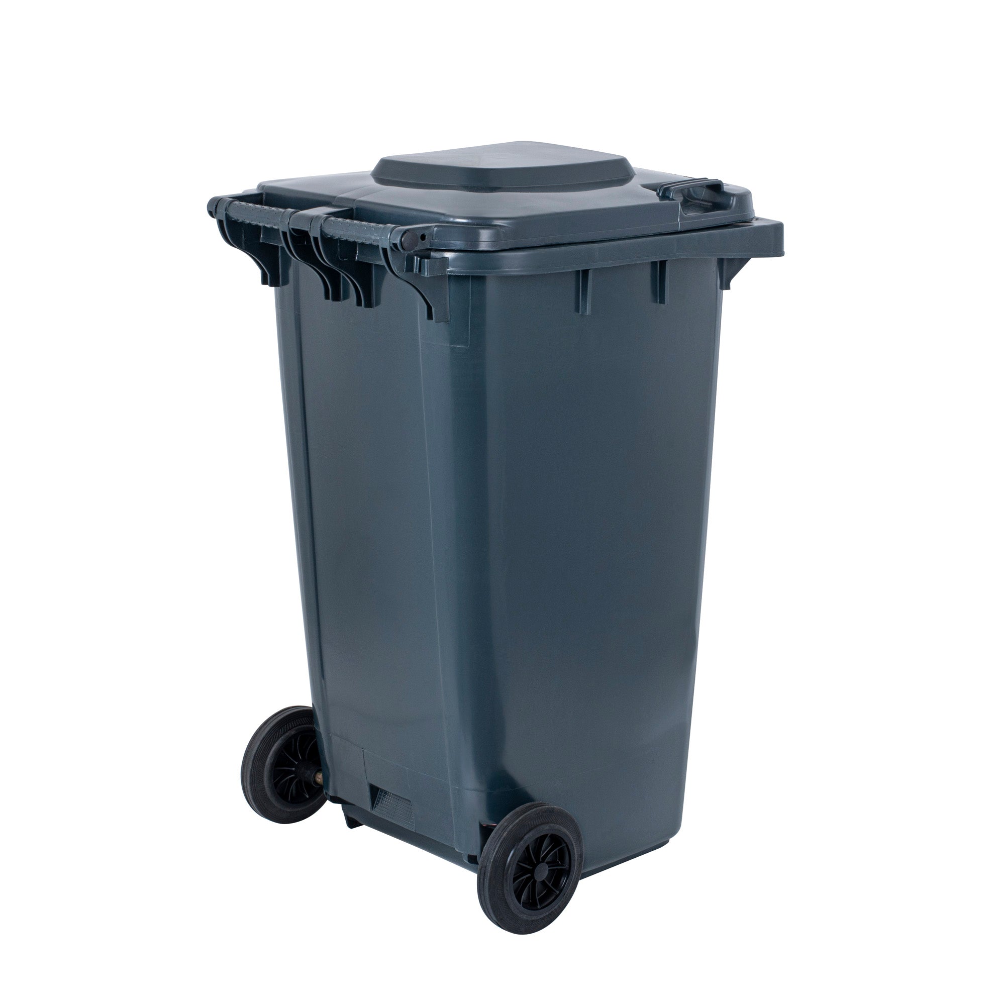 Clean Tek Professional 32 gal Rectangle Gray Plastic Wheeled Trash Can - with Lid - 22 1/2" x 19" x 37 1/2" - 1 count box