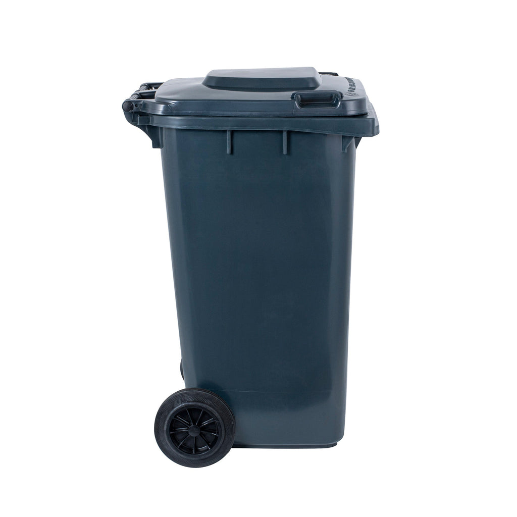 Clean Tek Professional 32 gal Rectangle Gray Plastic Wheeled Trash Can - with Lid - 22 1/2" x 19" x 37 1/2" - 1 count box