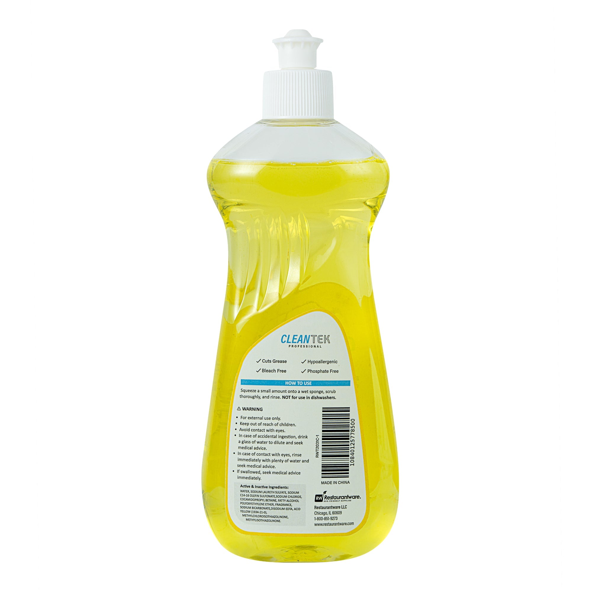Clean Tek Professional 10 fl. oz Dishwashing Liquid - Ultra Concentrated, OXY Power, Lemon Scent - 1 count box