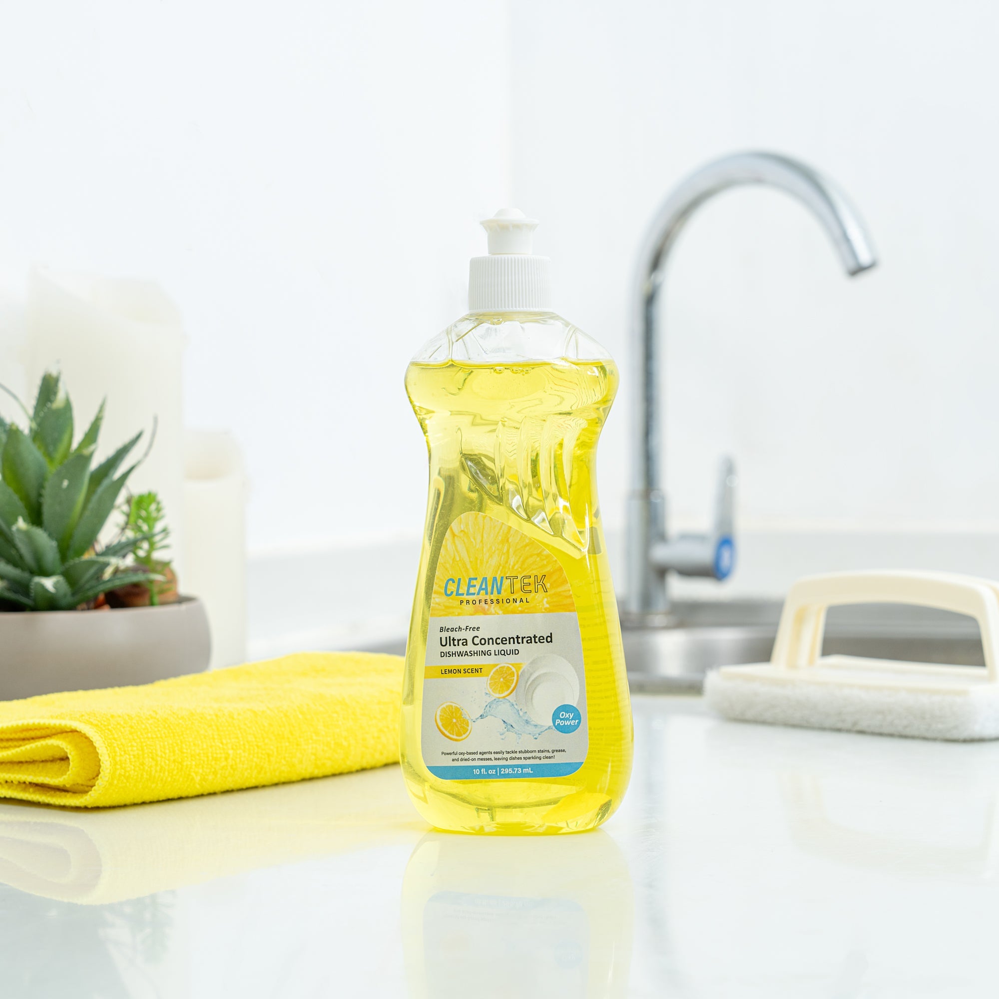 Clean Tek Professional 10 fl. oz Dishwashing Liquid - Ultra Concentrated, OXY Power, Lemon Scent - 1 count box