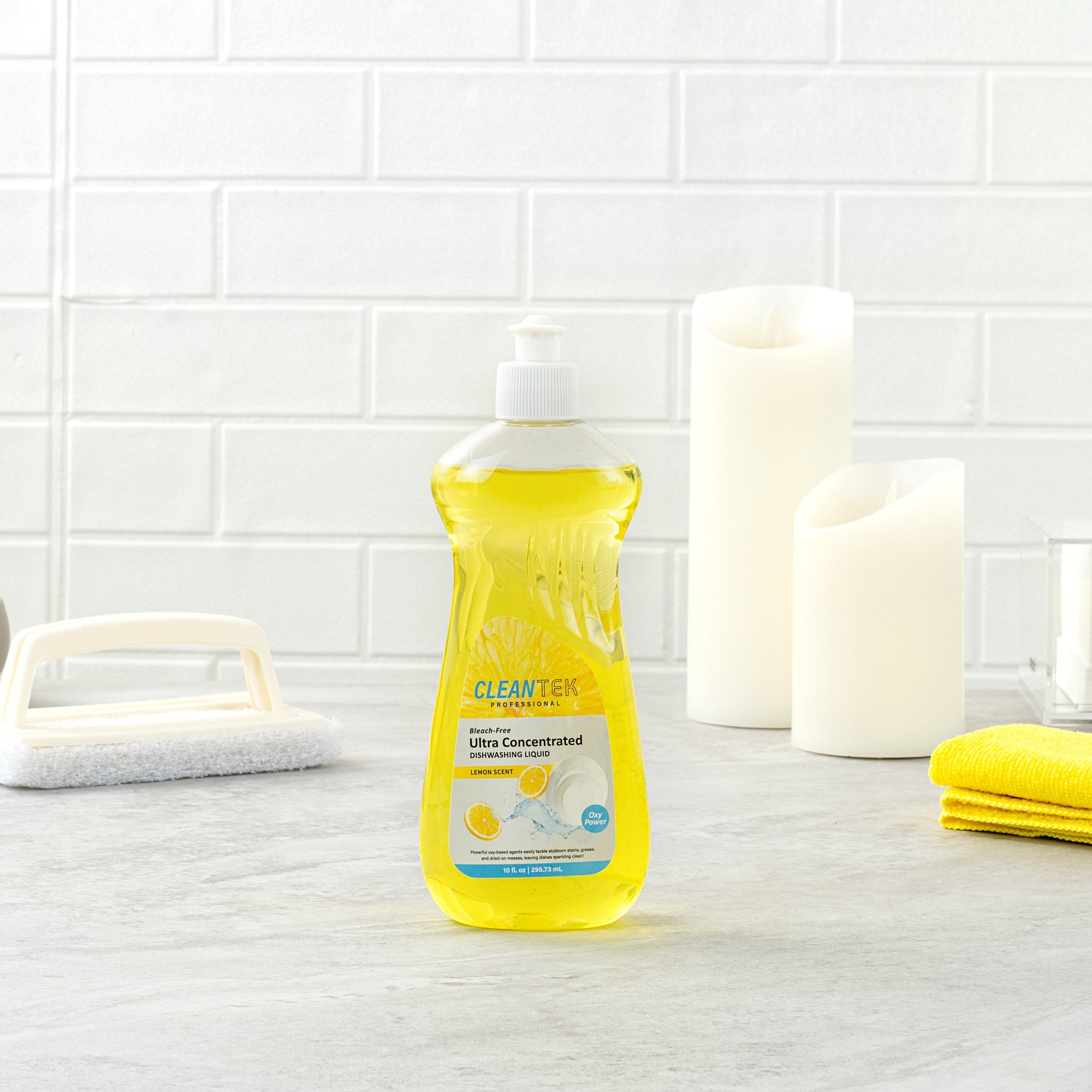 Clean Tek Professional 10 fl. oz Dishwashing Liquid - Ultra Concentrated, OXY Power, Lemon Scent - 1 count box