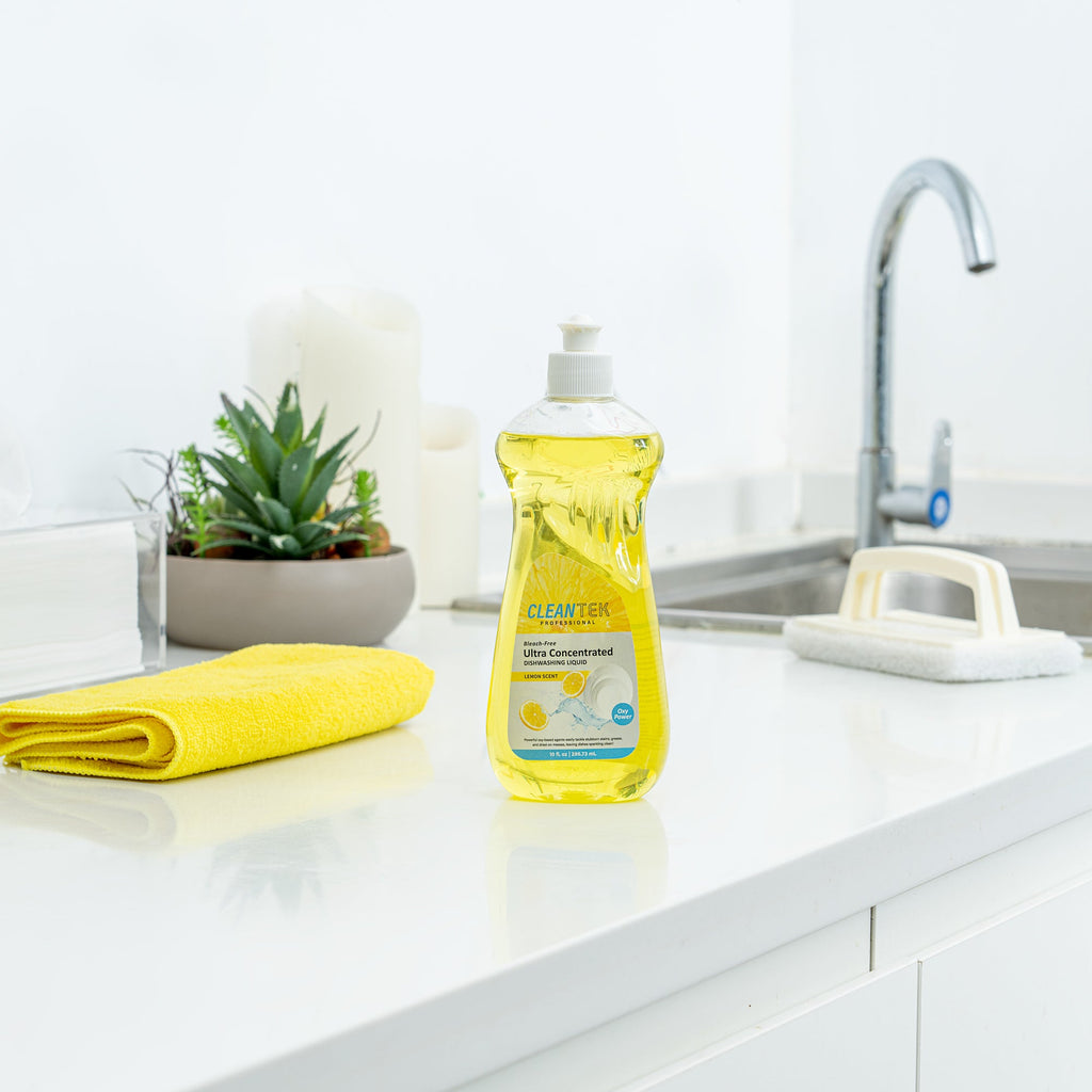 Clean Tek Professional 10 fl. oz Dishwashing Liquid - Ultra Concentrated, OXY Power, Lemon Scent - 1 count box