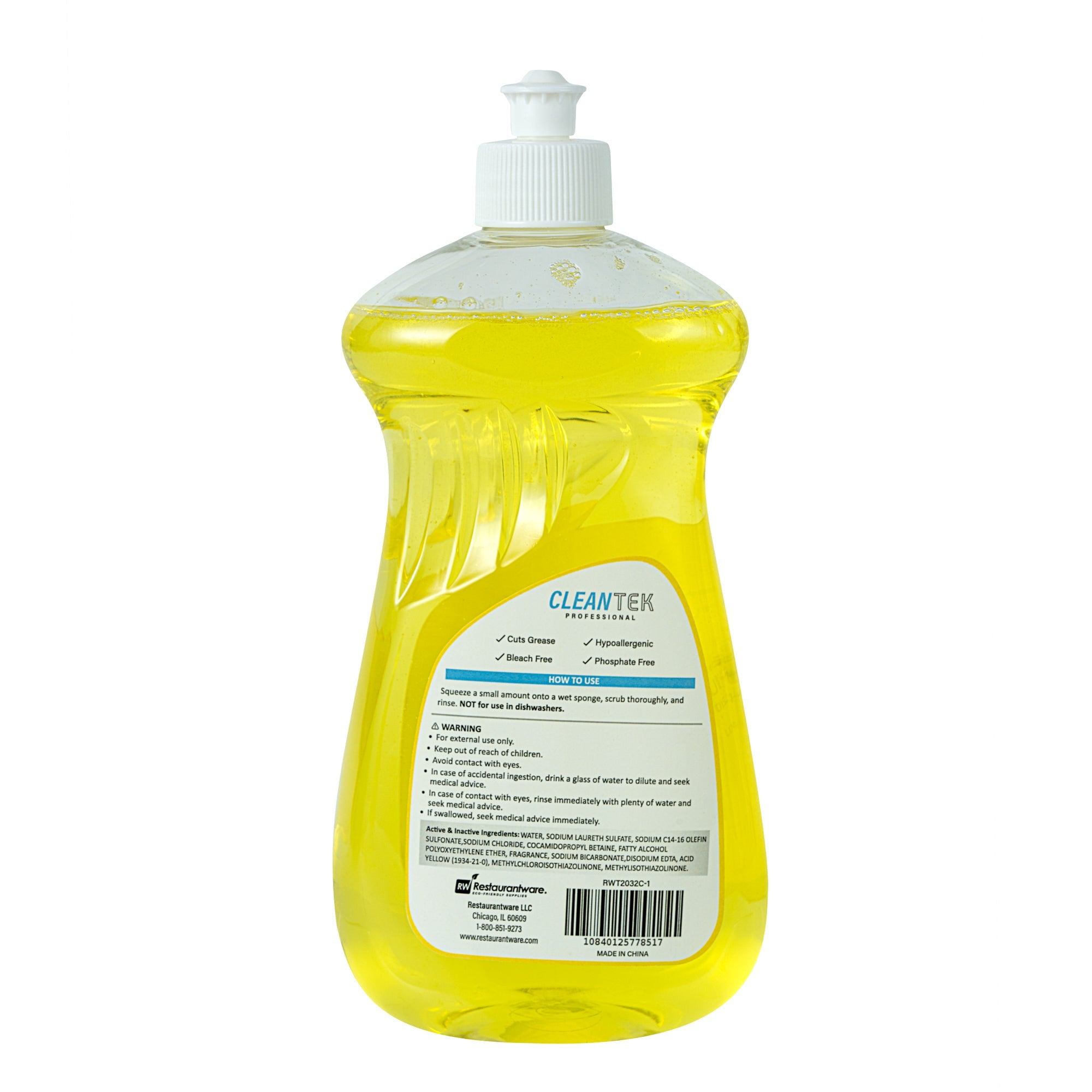Clean Tek Professional 20.3 fl. oz Dishwashing Liquid - Ultra Concentrated, OXY Power, Lemon Scent - 24 count box