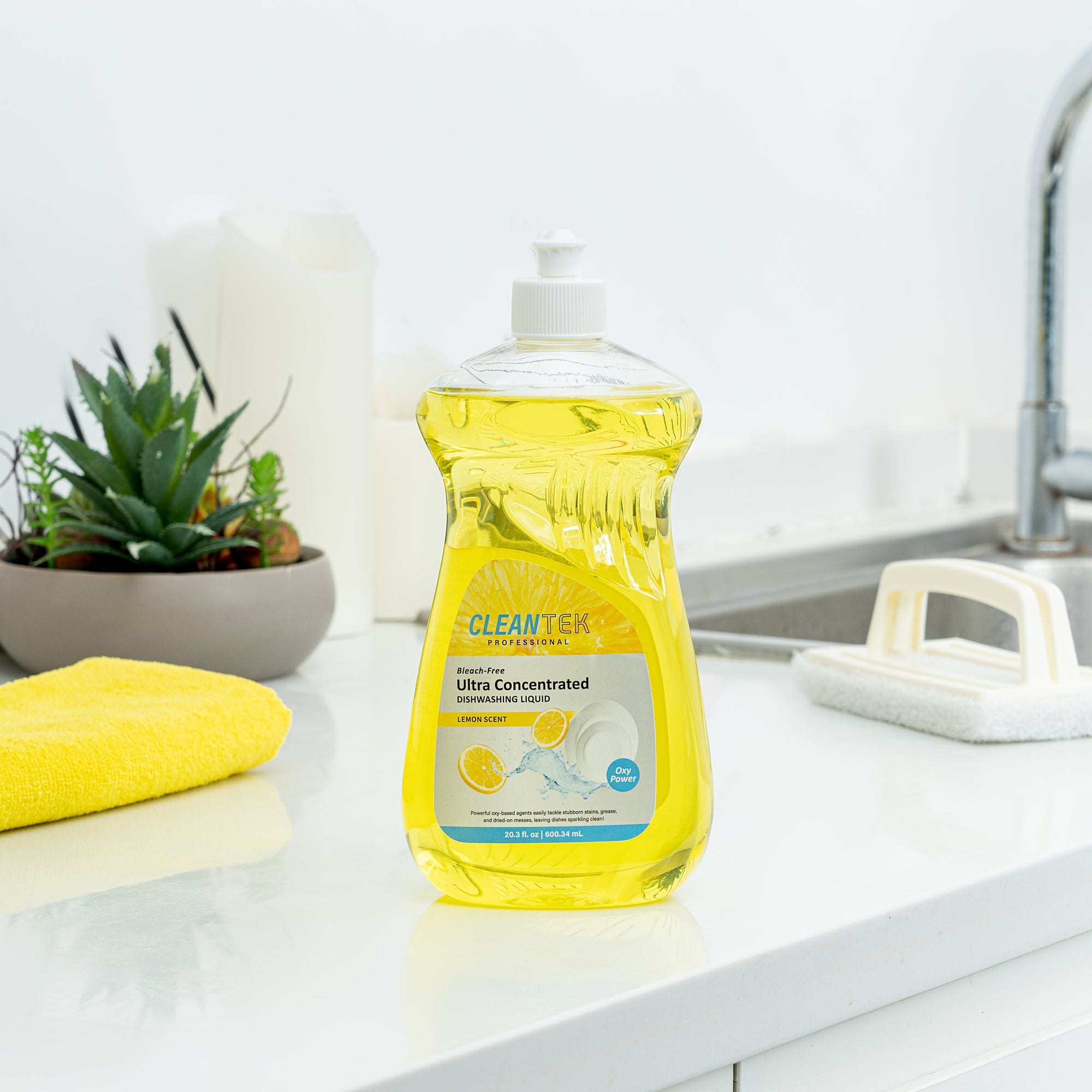 Clean Tek Professional 20.3 fl. oz Dishwashing Liquid - Ultra Concentrated, OXY Power, Lemon Scent - 24 count box
