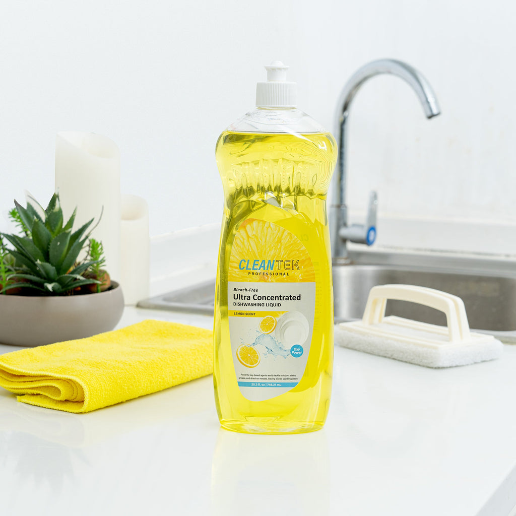Clean Tek Professional 25.3 fl. oz Dishwashing Liquid - Ultra Concentrated, OXY Power, Lemon Scent - 1 count box