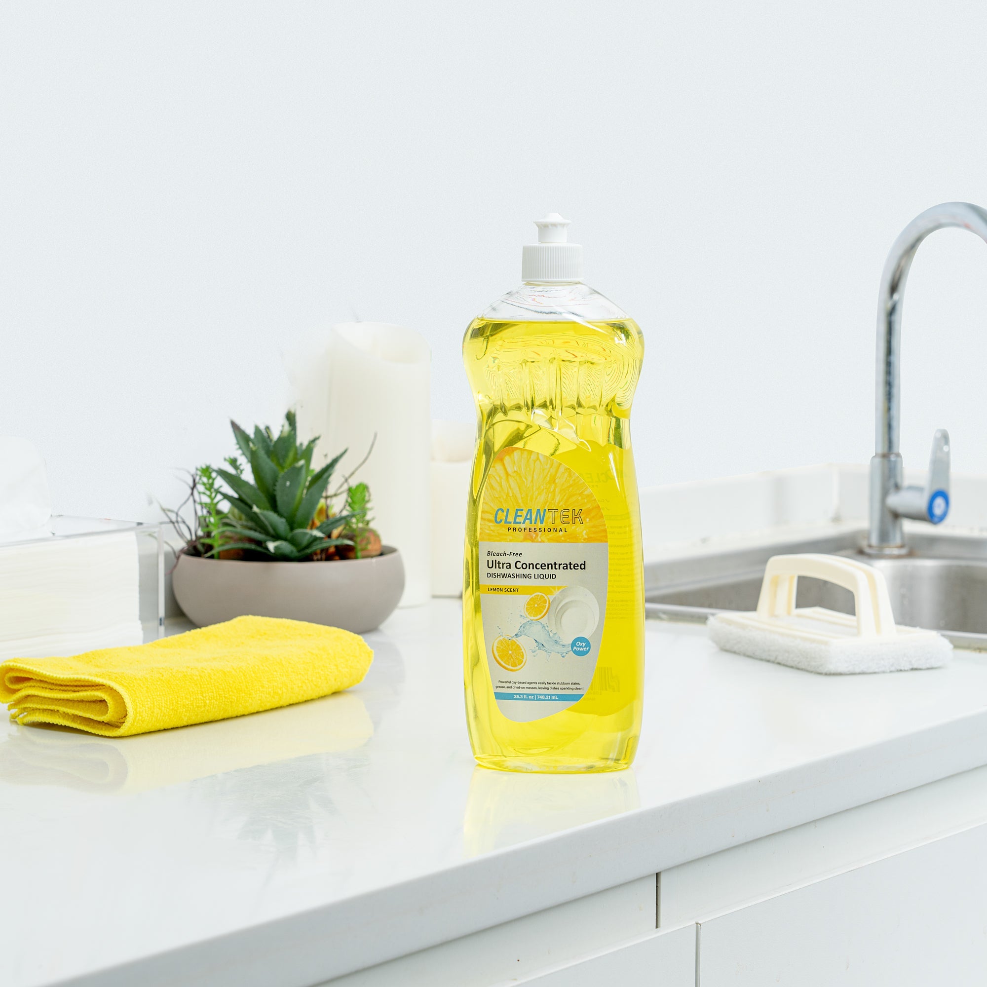 Clean Tek Professional 25.3 fl. oz Dishwashing Liquid - Ultra Concentrated, OXY Power, Lemon Scent - 1 count box