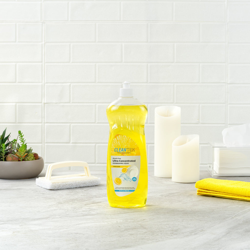 Clean Tek Professional 25.3 fl. oz Dishwashing Liquid - Ultra Concentrated, OXY Power, Lemon Scent - 1 count box