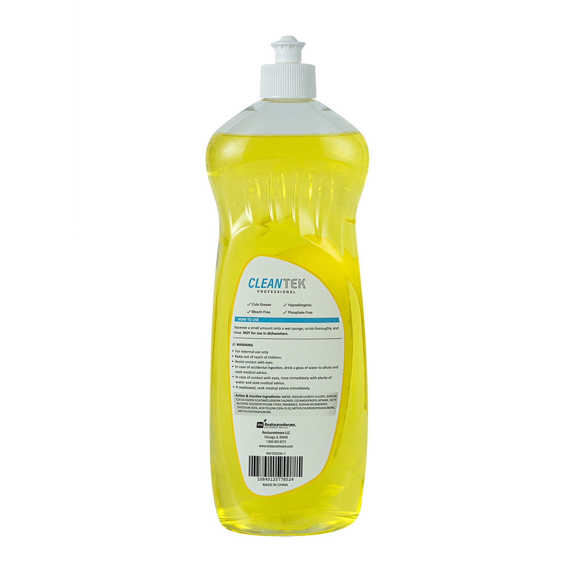 Clean Tek Professional 25.3 fl. oz Dishwashing Liquid - Ultra Concentrated, OXY Power, Lemon Scent - 12 count box