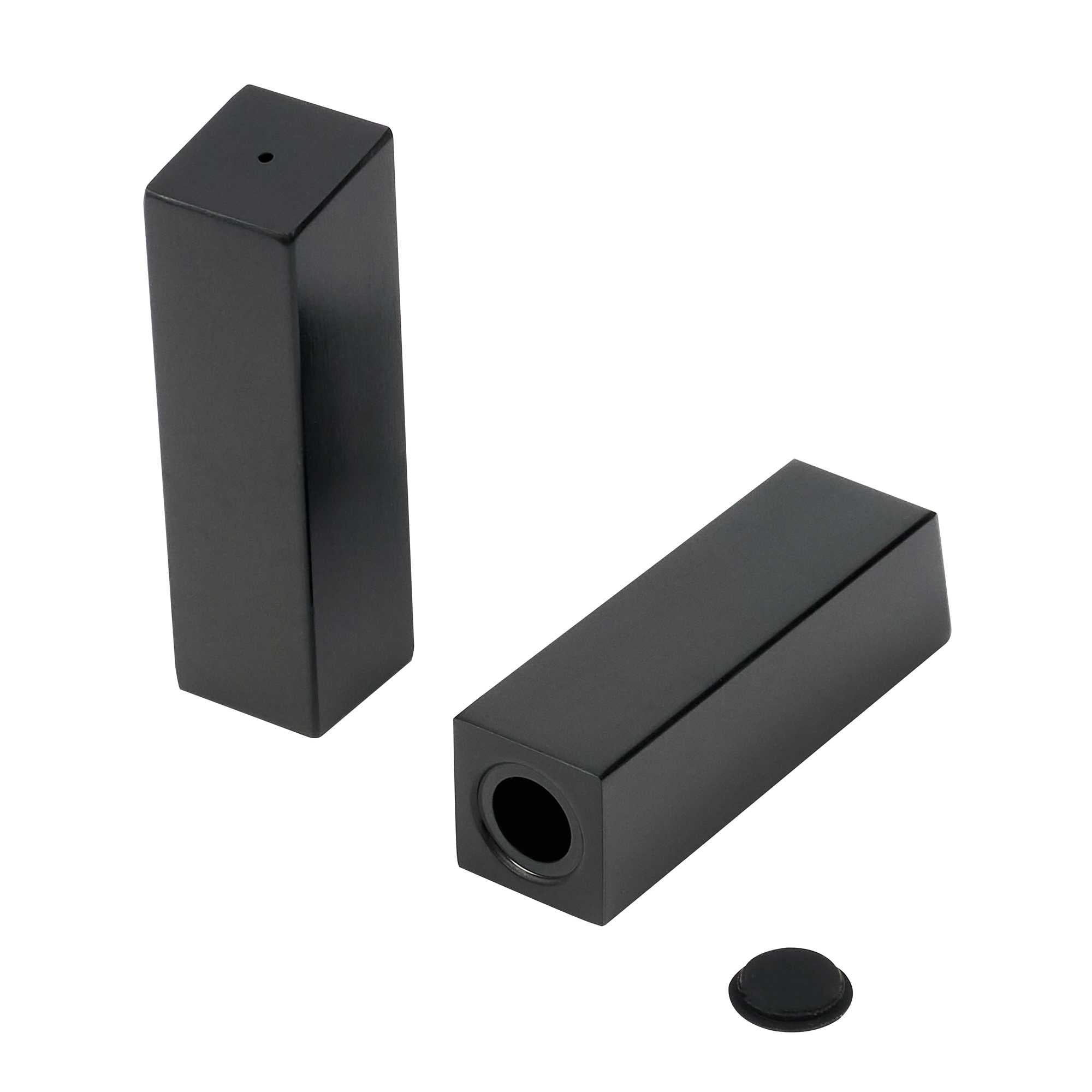 Chef 101 2 oz Black Stainless Steel Rectangular Salt And Pepper Shaker Set - 1" x 1" x 3 1/4" - 1 count box