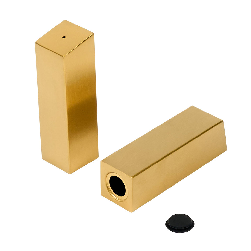 Chef 101 2 oz Gold Stainless Steel Rectangular Salt And Pepper Shaker Set - 1" x 1" x 3 1/4" - 1 count box
