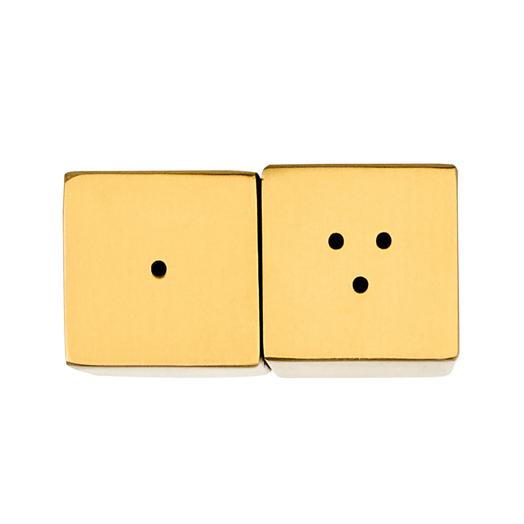 Chef 101 2 oz Gold Stainless Steel Rectangular Salt And Pepper Shaker Set - 1" x 1" x 3 1/4" - 1 count box