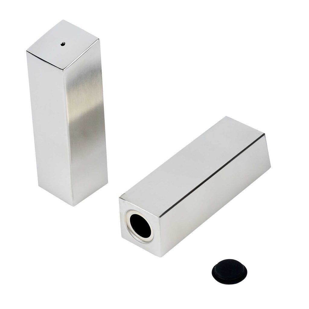 Chef 101 2 oz Silver Stainless Steel Rectangular Salt And Pepper Shaker Set - 1" x 1" x 3 1/4" - 1 count box
