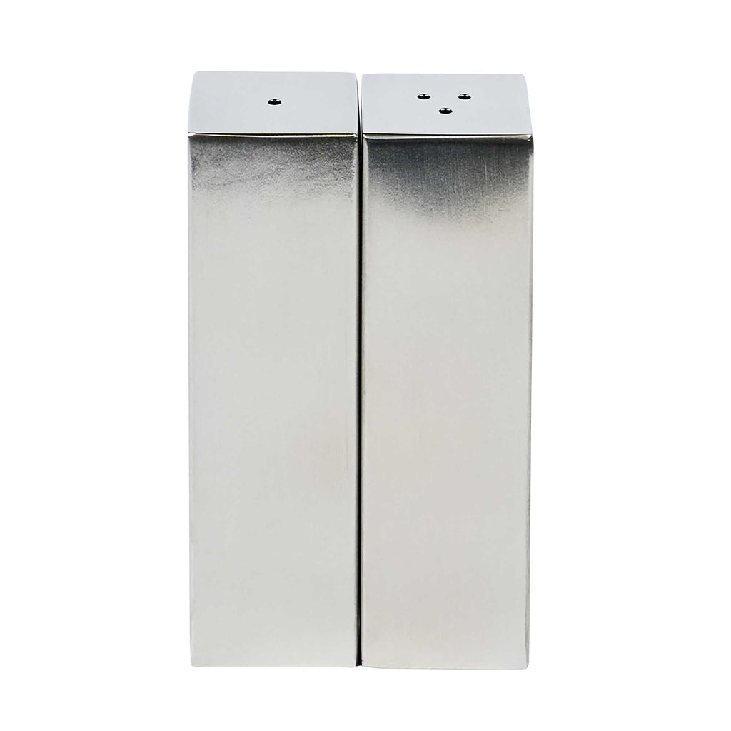 Chef 101 2 oz Silver Stainless Steel Rectangular Salt And Pepper Shaker Set - 1" x 1" x 3 1/4" - 1 count box