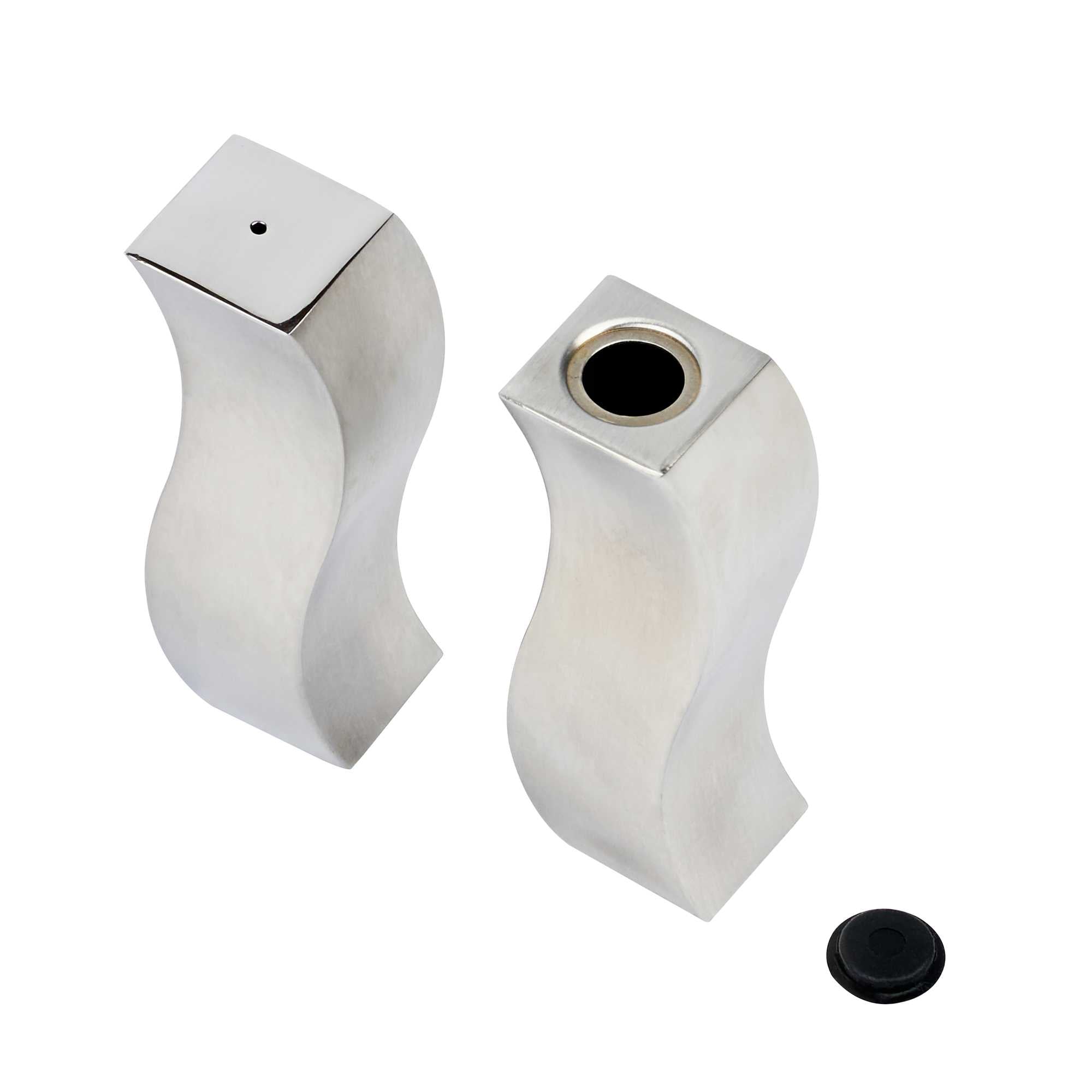 Chef 101 2 oz Silver Stainless Steel Wavy Salt And Pepper Shaker Set - 1" x 1" x 3 3/4" - 1 count box