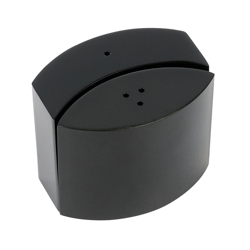 Chef 101 4 oz Black Stainless Steel Embracing Salt And Pepper Shaker Set - 2.3 oz/2.1 oz - 2 1/2" x 2" x 1 3/4" - 1 count box