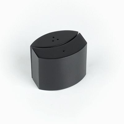Chef 101 4 oz Black Stainless Steel Embracing Salt And Pepper Shaker Set - 2.3 oz/2.1 oz - 2 1/2" x 2" x 1 3/4" - 1 count box