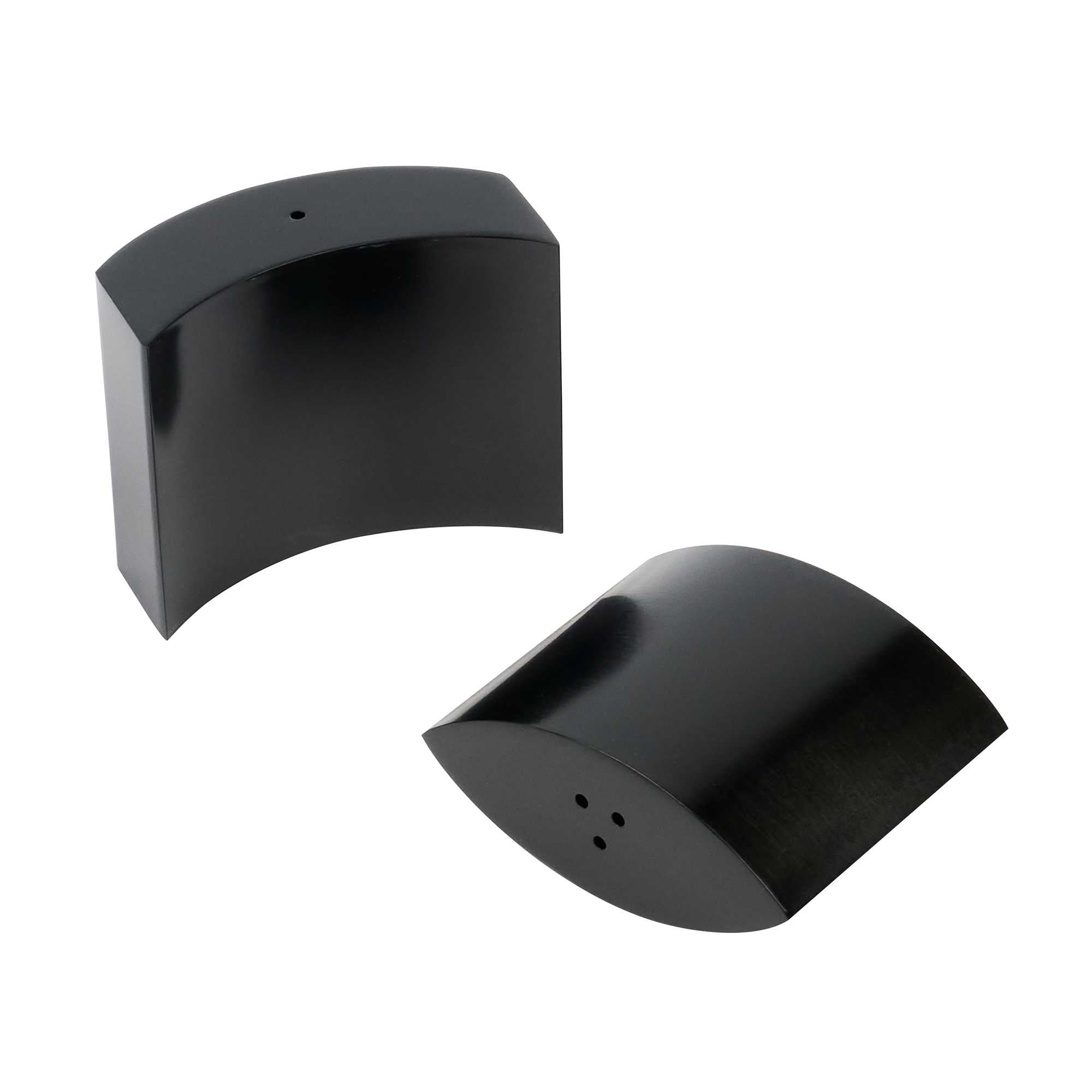 Chef 101 4 oz Black Stainless Steel Embracing Salt And Pepper Shaker Set - 2.3 oz/2.1 oz - 2 1/2" x 2" x 1 3/4" - 1 count box
