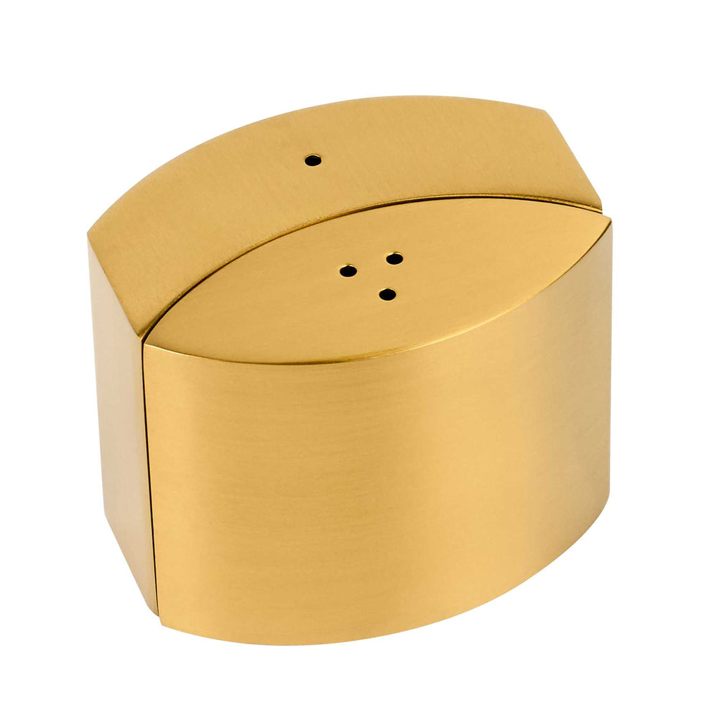 Chef 101 4 oz Gold Stainless Steel Embracing Salt And Pepper Shaker Set - 2.3 oz/2.1 oz - 2 1/2" x 2" x 1 3/4" - 1 count box