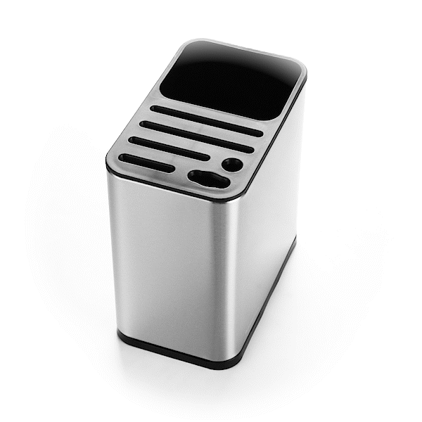 Met Lux Stainless Steel Knife and Utensil Holder - with Drip Tray - 7 3/4" x 4 3/4" x 7 3/4" - 1 count box