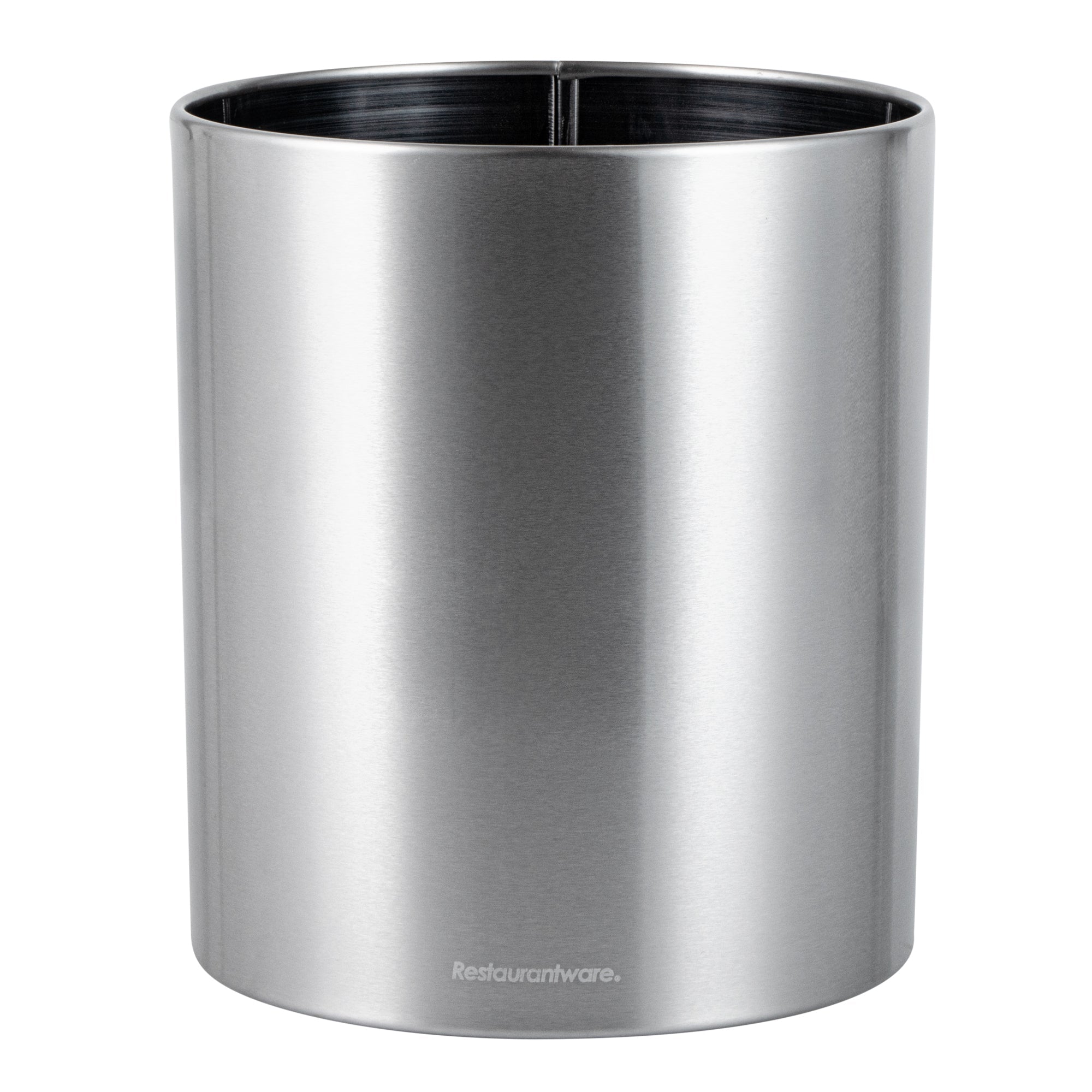 Met Lux Stainless Steel Utensil Holder - 3 Compartments, Rotating, with Drip Tray - 6 1/4" x 6 1/4" x 8" - 1 count box