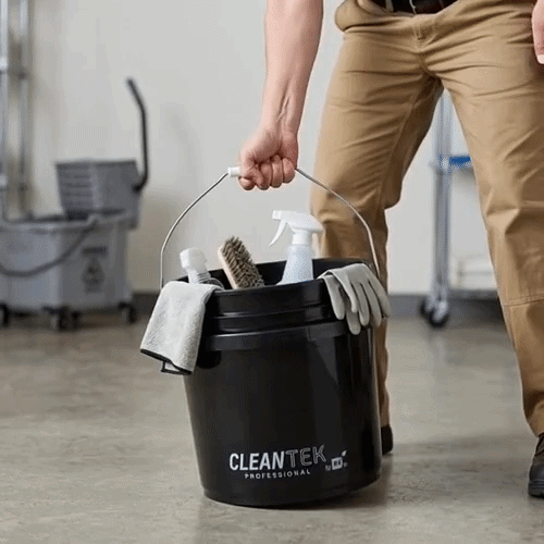 Clean Tek Professional 3.5 gal Round Black Plastic Pail - 12 1/4" x 12 1/4" x 10 3/4" - 1 count box