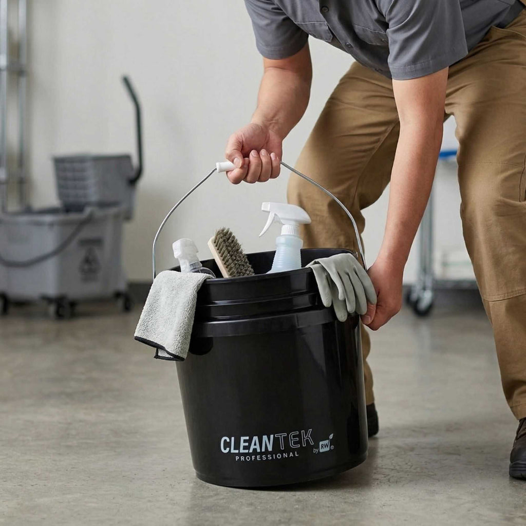 Clean Tek Professional 3.5 gal Round Black Plastic Pail - 12 1/4" x 12 1/4" x 10 3/4" - 1 count box