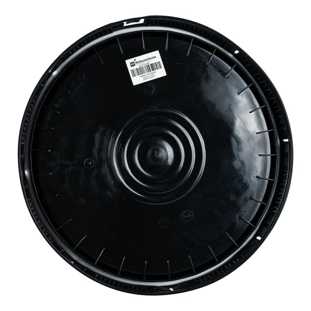 Clean Tek Professional Round Black Plastic Standard Lid - Fits 3.5 and 5 Gal Pail, with Tear Tab and Gasket, Recessed - 1 count box