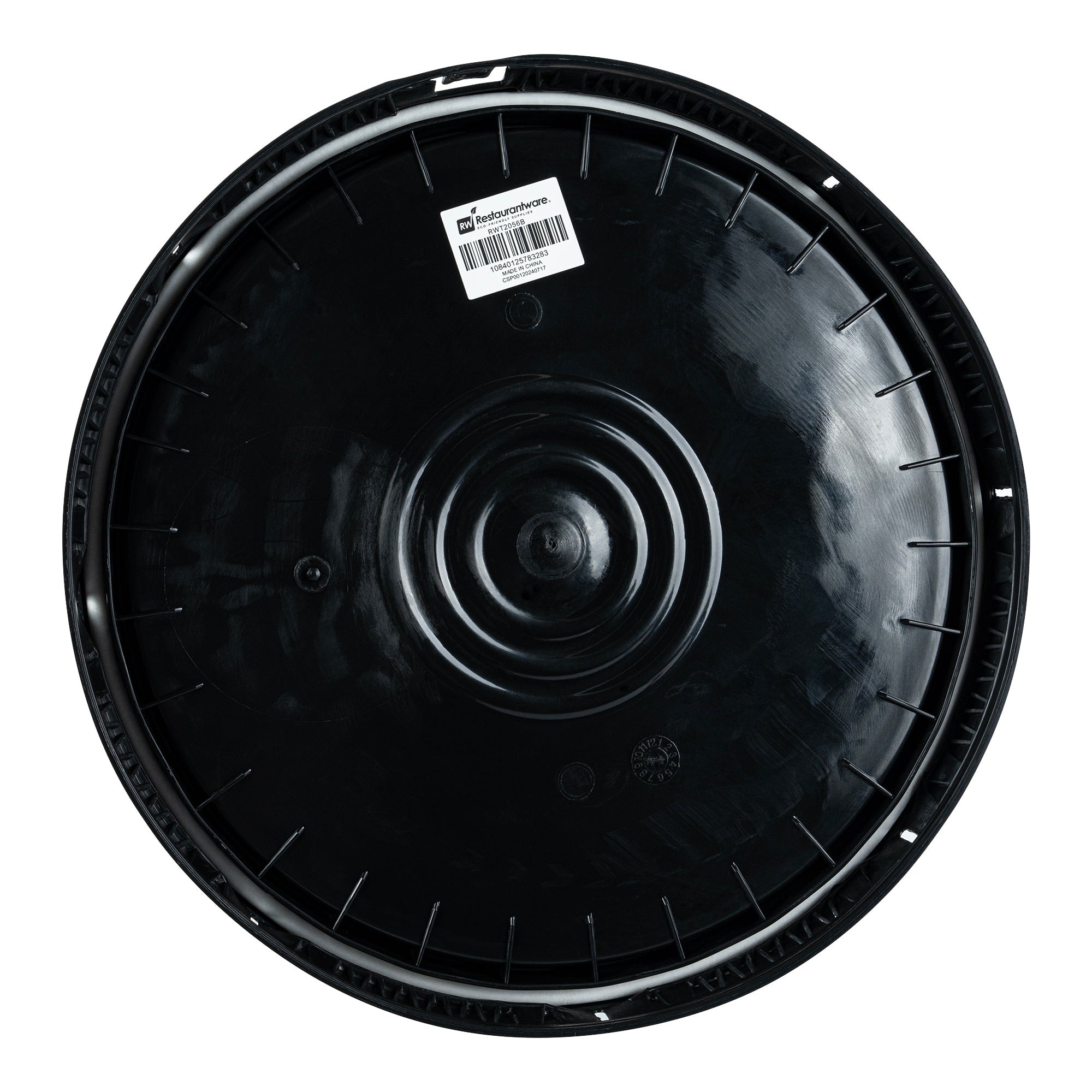 Clean Tek Professional Round Black Plastic Standard Lid - Fits 3.5 and 5 Gal Pail, with Tear Tab and Gasket, Recessed - 1 count box