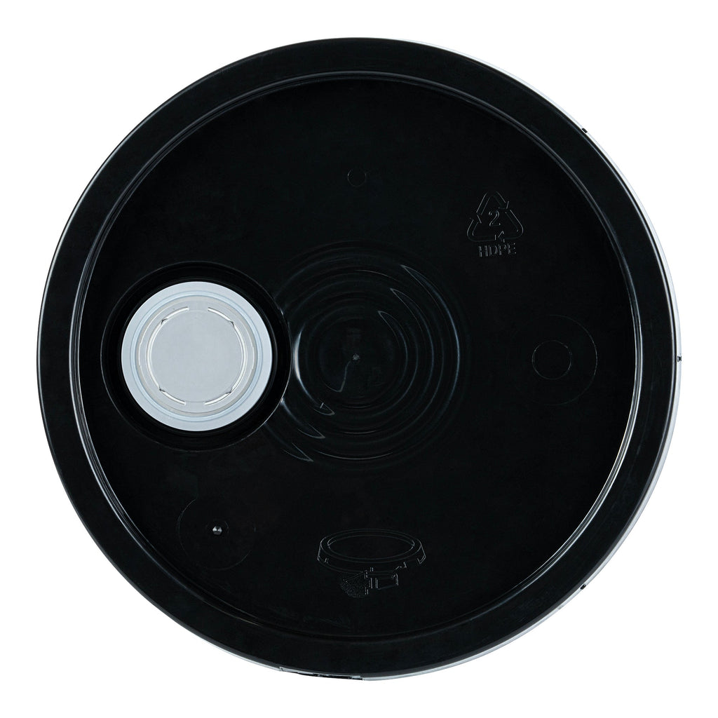 Clean Tek Professional Round Black Plastic Lid - Fits 3.5 and 5 Gal Pail, with Spout and Tear Tab, Gasket - 1 count box