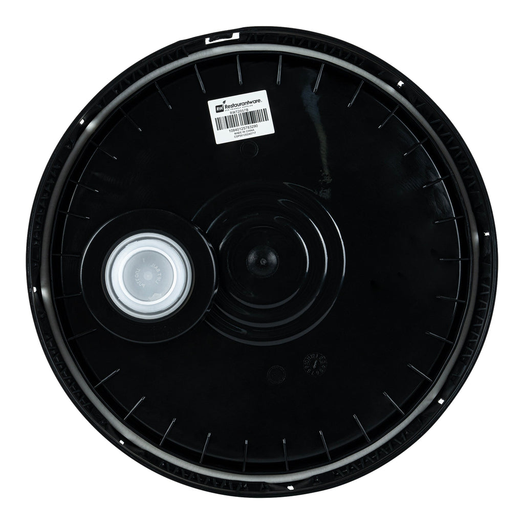 Clean Tek Professional Round Black Plastic Lid - Fits 3.5 and 5 Gal Pail, with Spout and Tear Tab, Gasket - 1 count box