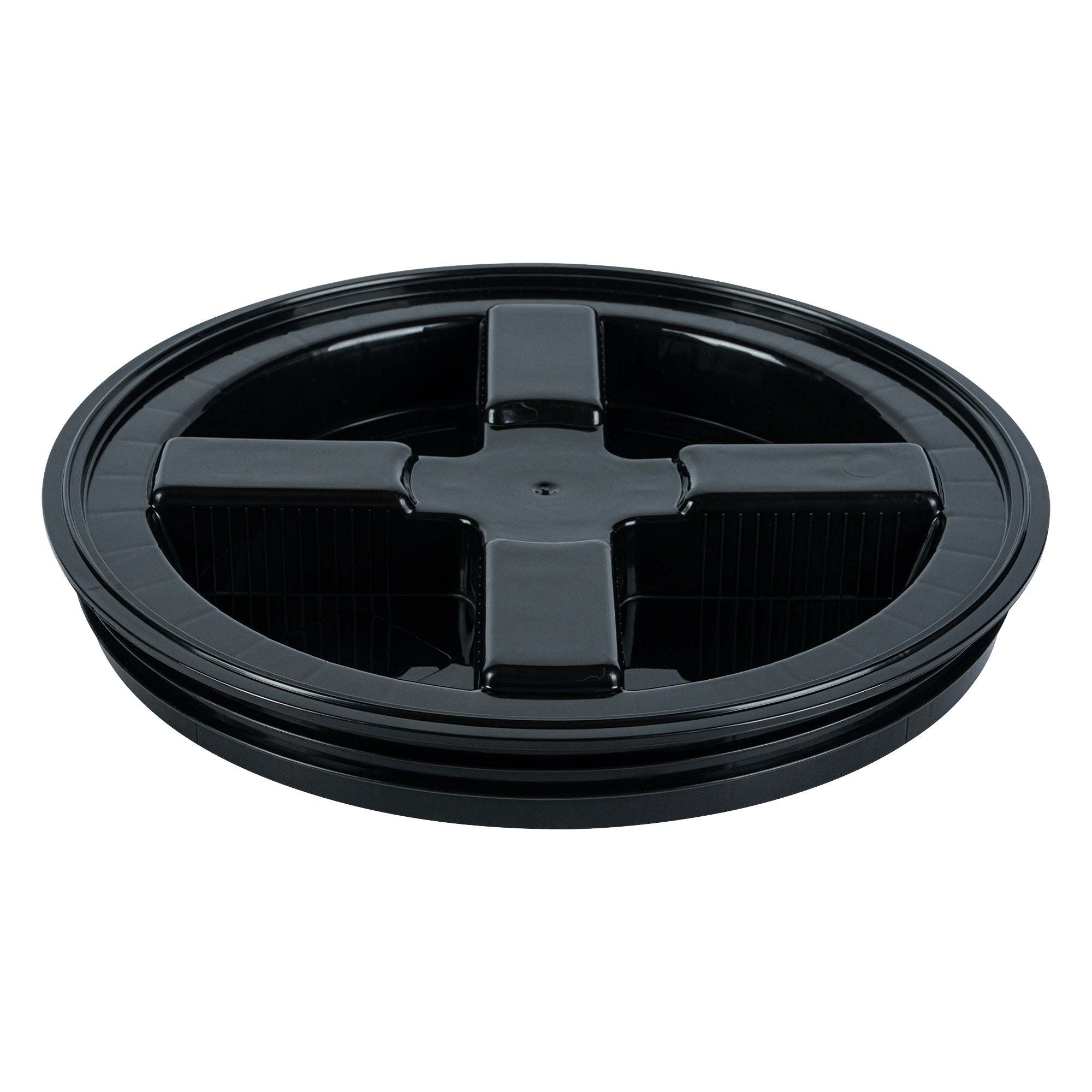 Clean Tek Professional Round Black Plastic Gamma Seal Lid - Fits 3.5 and 5 Gal Pail, with Gasket - 1 count box