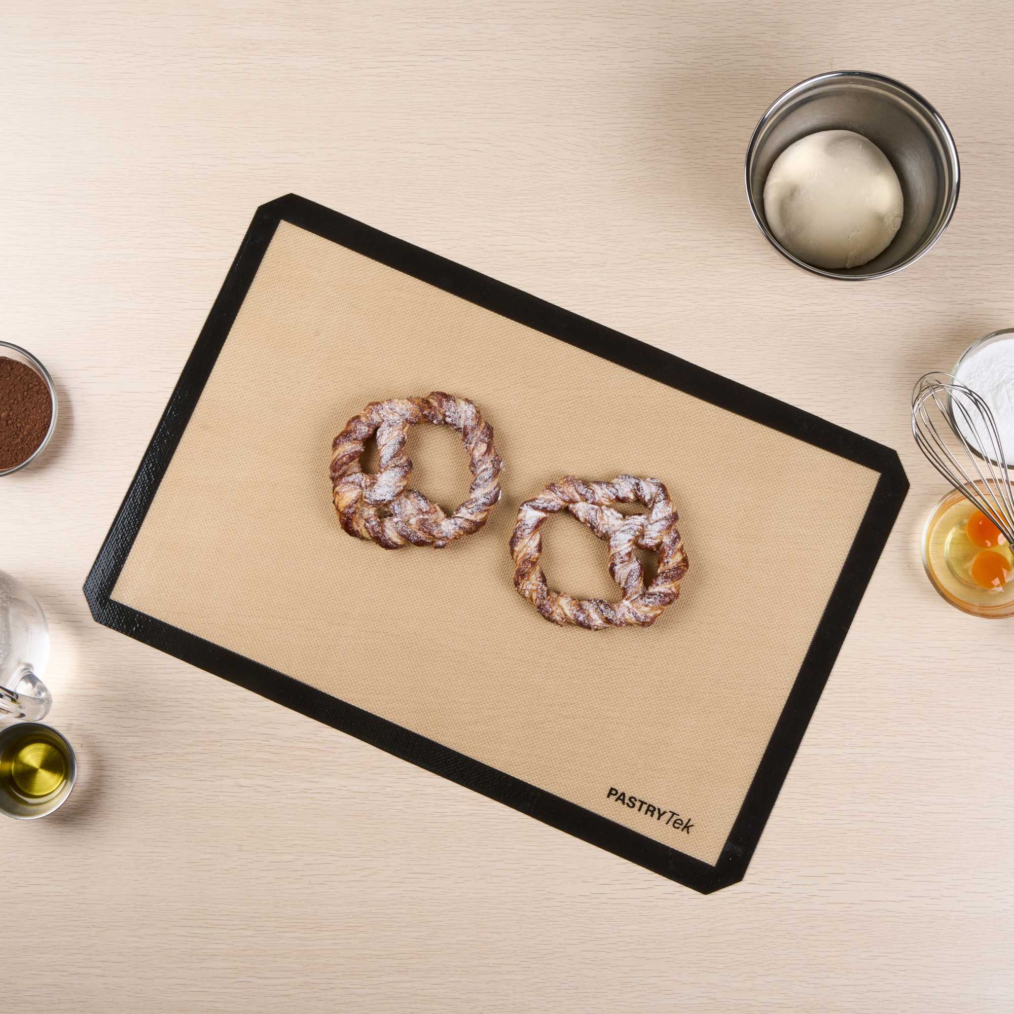 Pastry Tek Rectangle Tan and Black Silicone Full Size Baking Mat - Ultra Durable - 15 3/4" x 23 1/2" - 1 count box