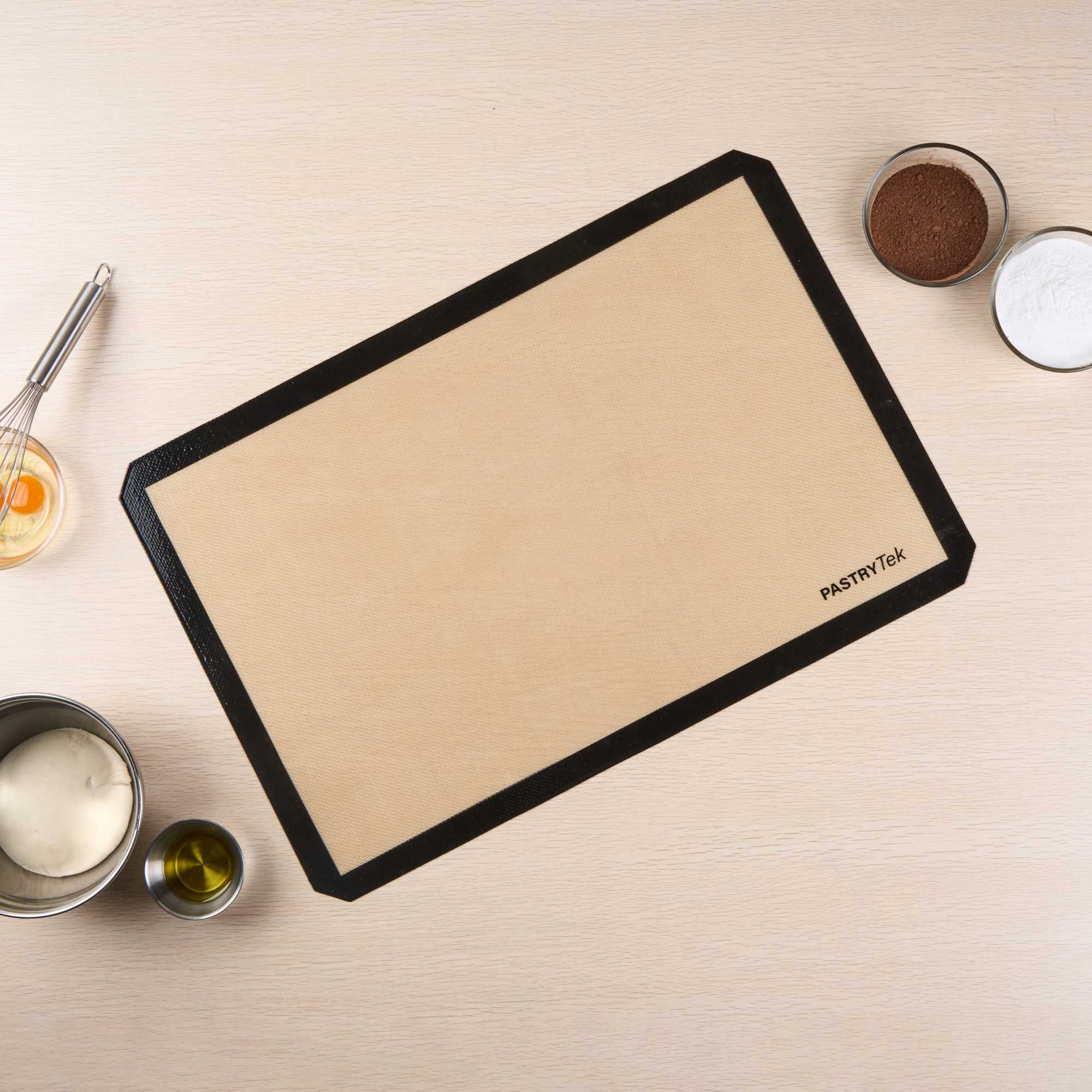 Pastry Tek Rectangle Tan and Black Silicone Full Size Baking Mat - Ultra Durable - 15 3/4" x 23 1/2" - 1 count box