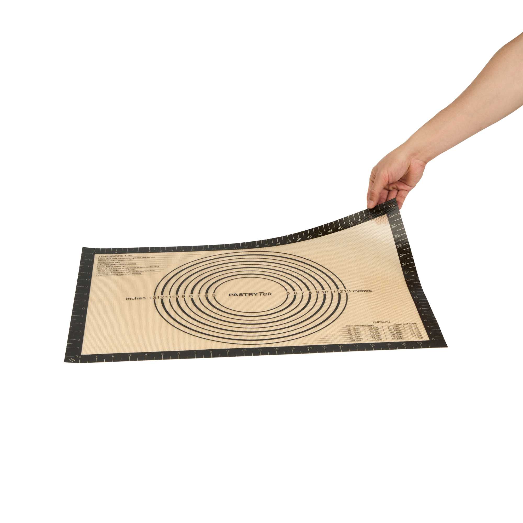 Pastry Tek Rectangle Tan and Black Silicone Full Size Baking Mat - with Measurement Markings,Ultra Durable - 15 3/4" x 23 1/2" - 1 count box