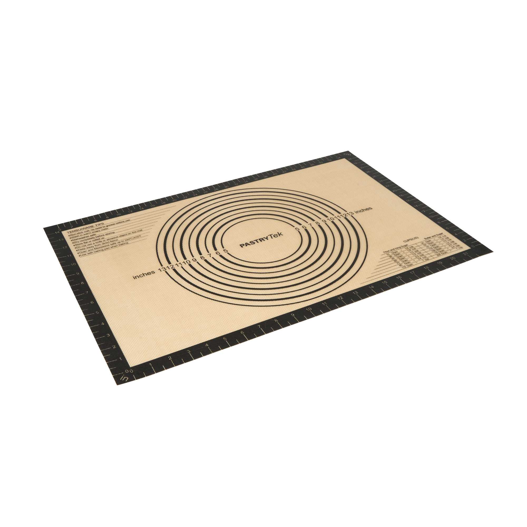 Pastry Tek Rectangle Tan and Black Silicone Full Size Baking Mat - with Measurement Markings,Ultra Durable - 15 3/4" x 23 1/2" - 1 count box