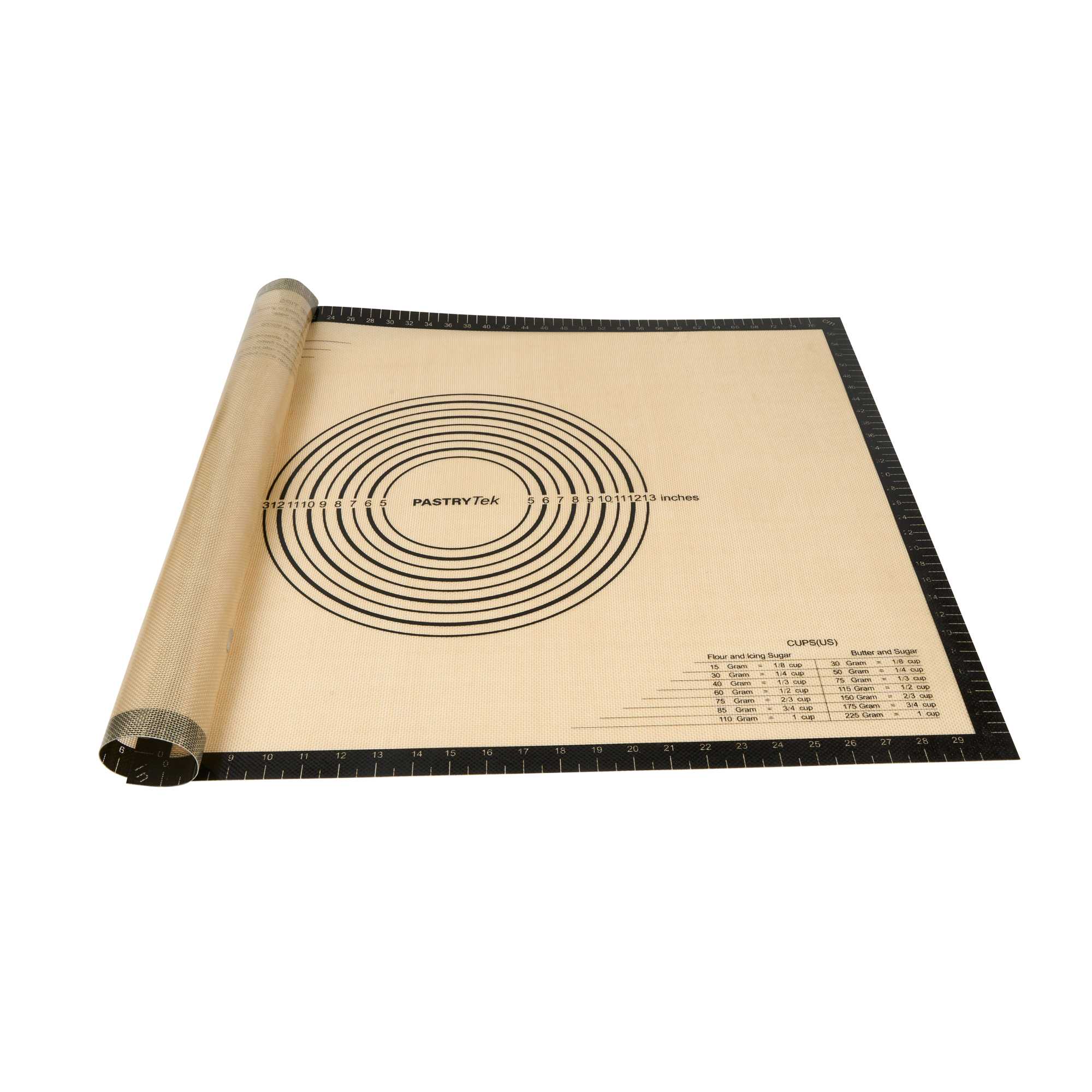 Pastry Tek Rectangle Tan and Black Silicone Extra Large Baking Mat - Measurement Markings, Ultra Durable - 23 1/2" x 31 1/2" - 1 count box