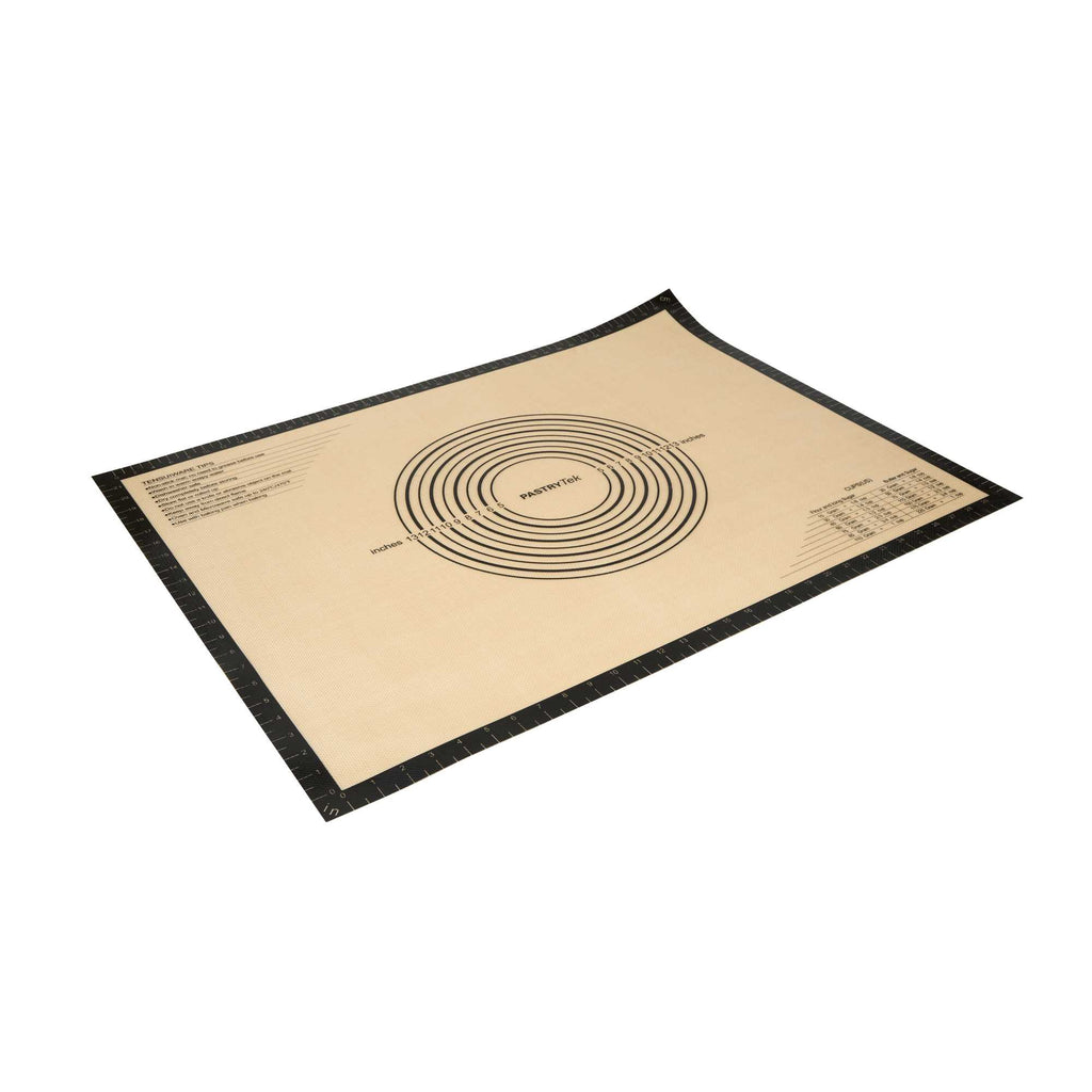 Pastry Tek Rectangle Tan and Black Silicone Extra Large Baking Mat - Measurement Markings, Ultra Durable - 23 1/2" x 31 1/2" - 1 count box